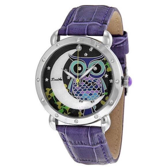 Bertha Ashley MOP Ladies Watch Purple Owl Design Watch - Picture 1 of 11